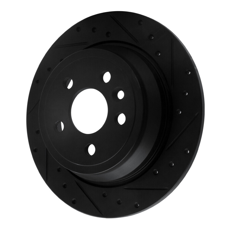 Land Rover LR2 Brake Rotor (1) - Rear Right - R1 Concepts - Drilled & Slotted - Black - `13-`15